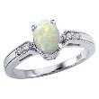 14k Gold 0.54-Carat Opal and Diamond Ring
