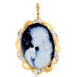 14k Yellow Gold Diamond Cameo Pin/Pendant