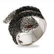 Sterling Silver Onyx and Cubic Zirconia Snake Ring