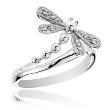 14k White Gold Diamond Dragonfly Ring