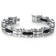 Men's Stainless Steel and Black Carbon Bracelet
