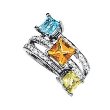 14k White Gold Diamond and Multicolor Gemstone Ring