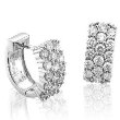 14k White Gold Diamond Hoop Earrings