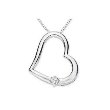 14k White Gold Princess-Cut Diamond Heart Pendant and Chain