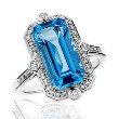 Swiss Blue Topaz and Diamond Ring--$808.99