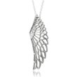 White Diamond 0.10-Carat Sterling Silver White Angel Feather Wing  Pendant Necklace