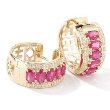 14k White Gold Sapphire or Yellow Gold Ruby Hoop Earrings