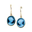 14k Yellow Gold Agate Cameo Earrings