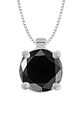 10k White or Yellow Gold Round Black Diamond Solitaire Pendants
