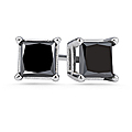 14k Gold Princess-Cut Black Diamond Stud Earrings