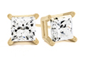 18k Gold Princess-Cut Diamond Stud Earrings