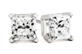 Platinum Princess-Cut Diamond Stud Earrings