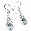 Sterling Silver Blue Topaz Celtic Knot Hook Earrings