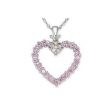 14k White Gold Pink Sapphire and Diamond Heart-Shaped Pendant