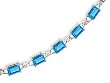 14K White Gold Emerald-cut Blue Topaz and Diamond Bracelet