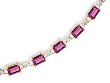 14K White Gold Emerald-cut Pink Tourmaline and Diamond Bracelet