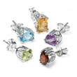 Sterling Silver Peridot, Garnet, Amethyst, Blue Topaz & Citrine Stud Earring Set