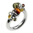 Sterling Silver Amber Adjustable Designer Ring