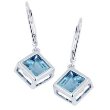 Sterling Silver Square Blue Topaz Earrings