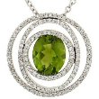 Oval Peridot & Triple Pave Diamond Circle Pendant