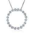 14k White Gold 1 Carat Diamond Circle Pendant and Chain