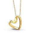 18k Yellow Gold Floating Open Heart Diamond Pendant