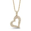 18k Yellow Gold Open Heart Diamond Pendant (7/8 Carat Weight, H Color, SI2 Clarity)