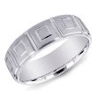 14k White Gold Square Design Men's Wedding Band