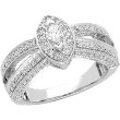14K White Gold Marquise Diamond Bridal Engagement Ring