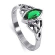 Sterling Silver Celtic Knot Band Emerald Cubic Zirconia Marquise Ring