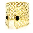 18k Yellow Gold Onyx Cuff Bangle