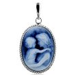 14k White Gold Mother Holding Child Cameo Pendant