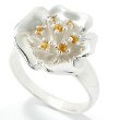 Silver and Citrine Accent Flower Ring