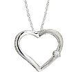 14k White Gold Diamond Heart-Shaped Pendant and Chain