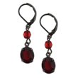 Siam Red Hematite Tone Drop Earrings