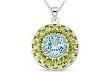 8 Carat Sky Blue and Peridot Sterling Silver Pendant