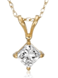 14k Gold Princess-Cut Diamond Solitaire Pendant (H-I Color, SI2-I1 Clarity)