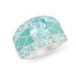 Sterling Silver Blue Topaz & Enamel Mosaic Ring--$85.00