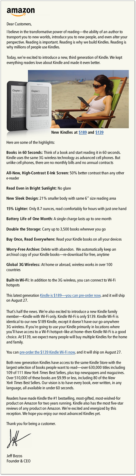 Amazon Kindle Free 3G + Wi-Fi for $189 and Amazon Kindle Wi-Fi for $139