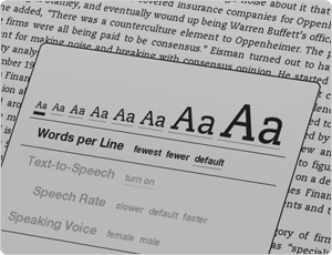 Adjustable text size for comfortable reading - now with two new, larger sizes