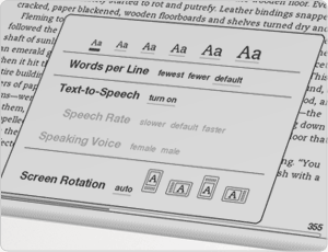 Adjustable text size for comfortable reading