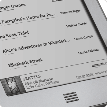 Kindle Touch e-reader showing home screen