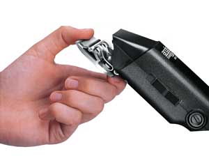 This is a picture of a hand switching the blade