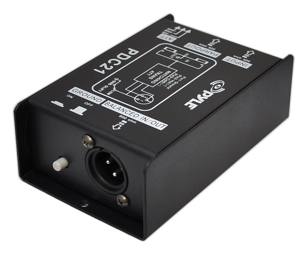 PylePro PDC21 1/4'' Instrument To Balanced & Unbalanced (1/4''/XLR) Direct Box