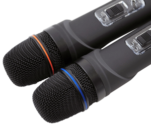Closeup of wireless microphones