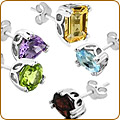 Sterling Silver Peridot, Garnet, Amethyst, Blue Topaz and Citrine Individually Boxed Stud Earring Set
