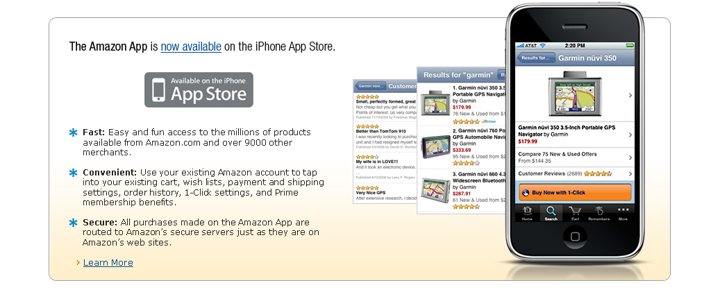 Amazon App now available in the App Store.