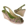 Coach Kara Khaki Grass Signature Wedge Sling Sandals
