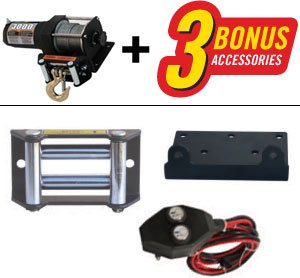 The Champion Winch 14501 includes 3 bonus accessores!
