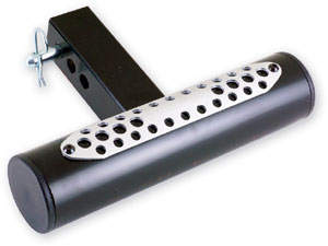 An isolated view of the Go Rhino! 325B Rhino Step black steel hitchstep
